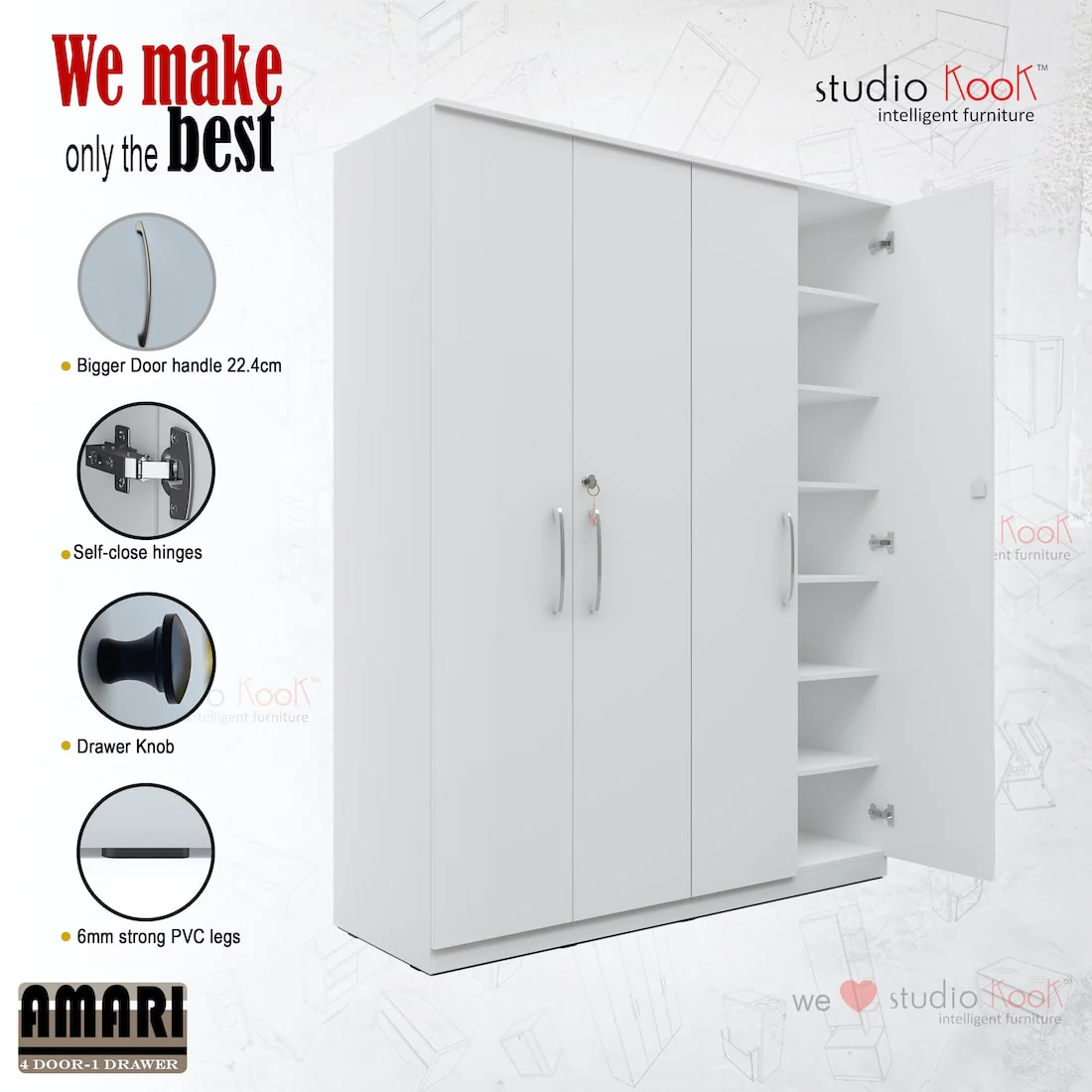 Amari 4 Door Wardrobe - Image 14