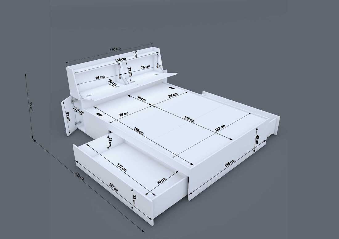 Aztec Queen Bed with 2 Drawers and Headboard Storage - Image 14