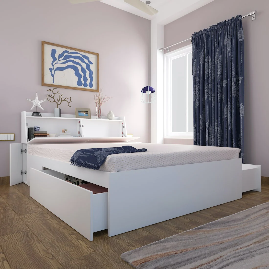 Aztec Queen Bed with 2 Drawers and Headboard Storage - Image 8