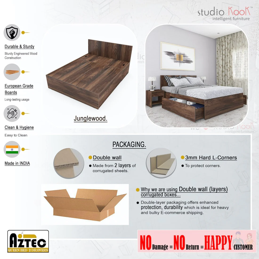 Aztec Queen Bed with 2 Drawers - Image 5