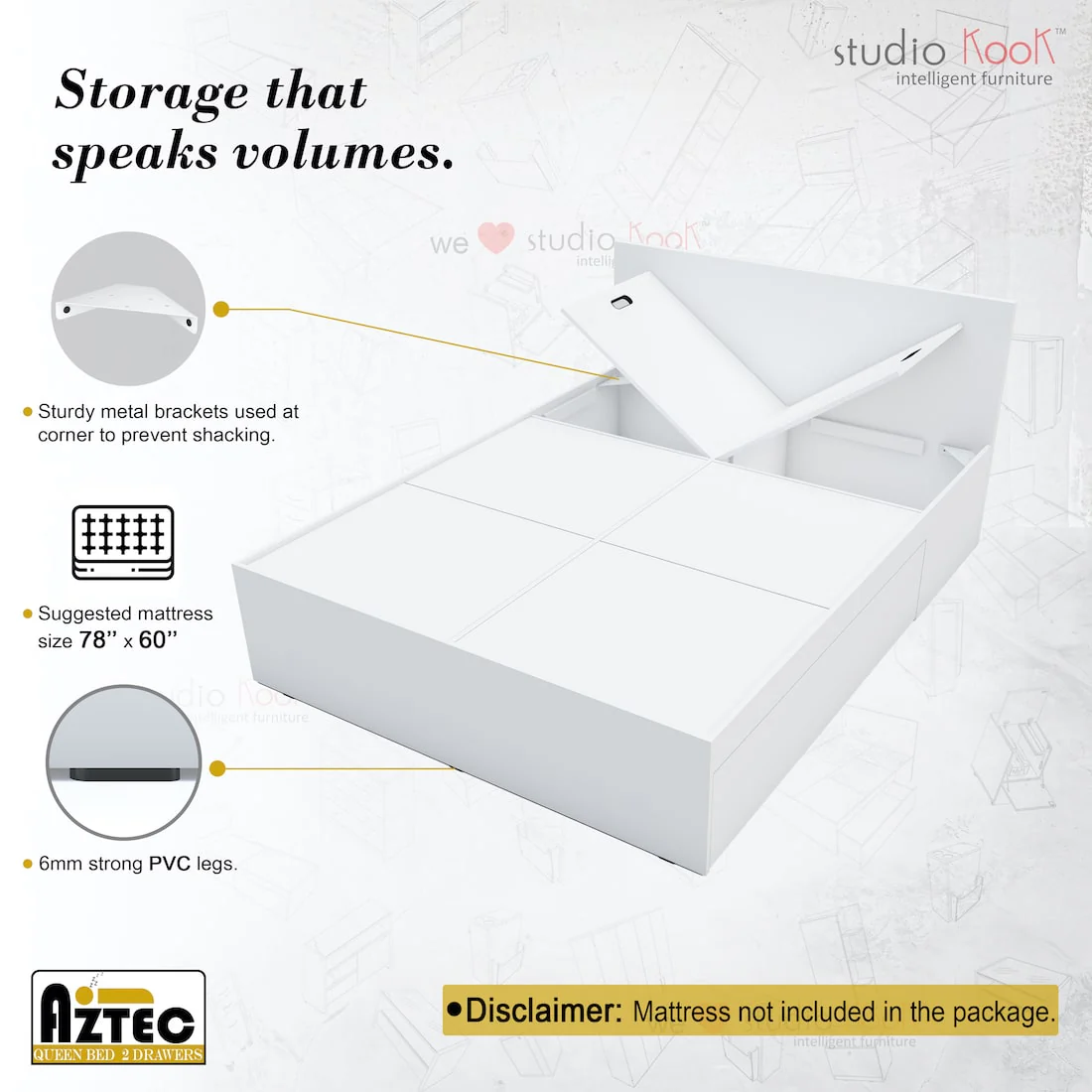 Aztec Queen Bed with 2 Drawers - Image 9