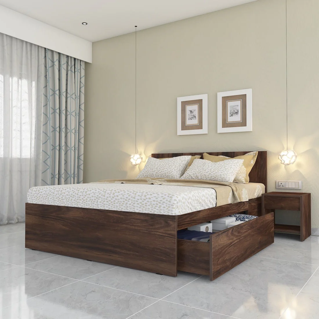 Aztec Right Queen Bed with One Drawer on Right - Image 6