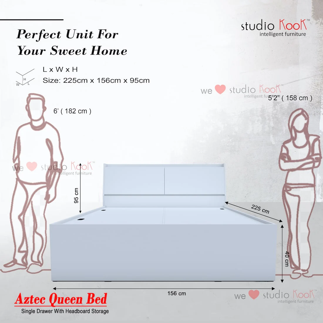 Aztec Right Queen Bed with Headboard Storage and 1 Drawer on Right - Image 10