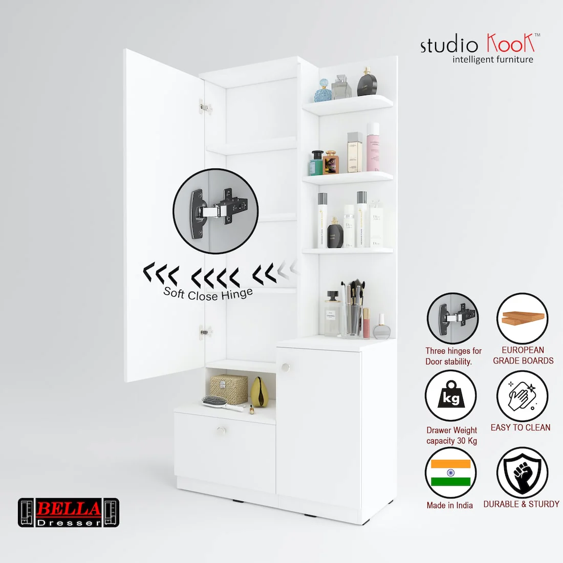 Bella Dresser Unit / Dressing Table with Mirror - Image 12