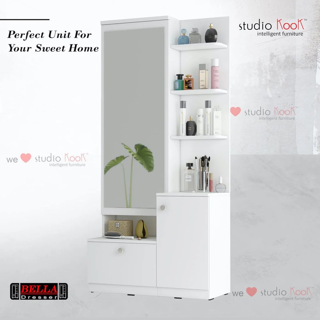 Bella Dresser Unit / Dressing Table with Mirror - Image 14