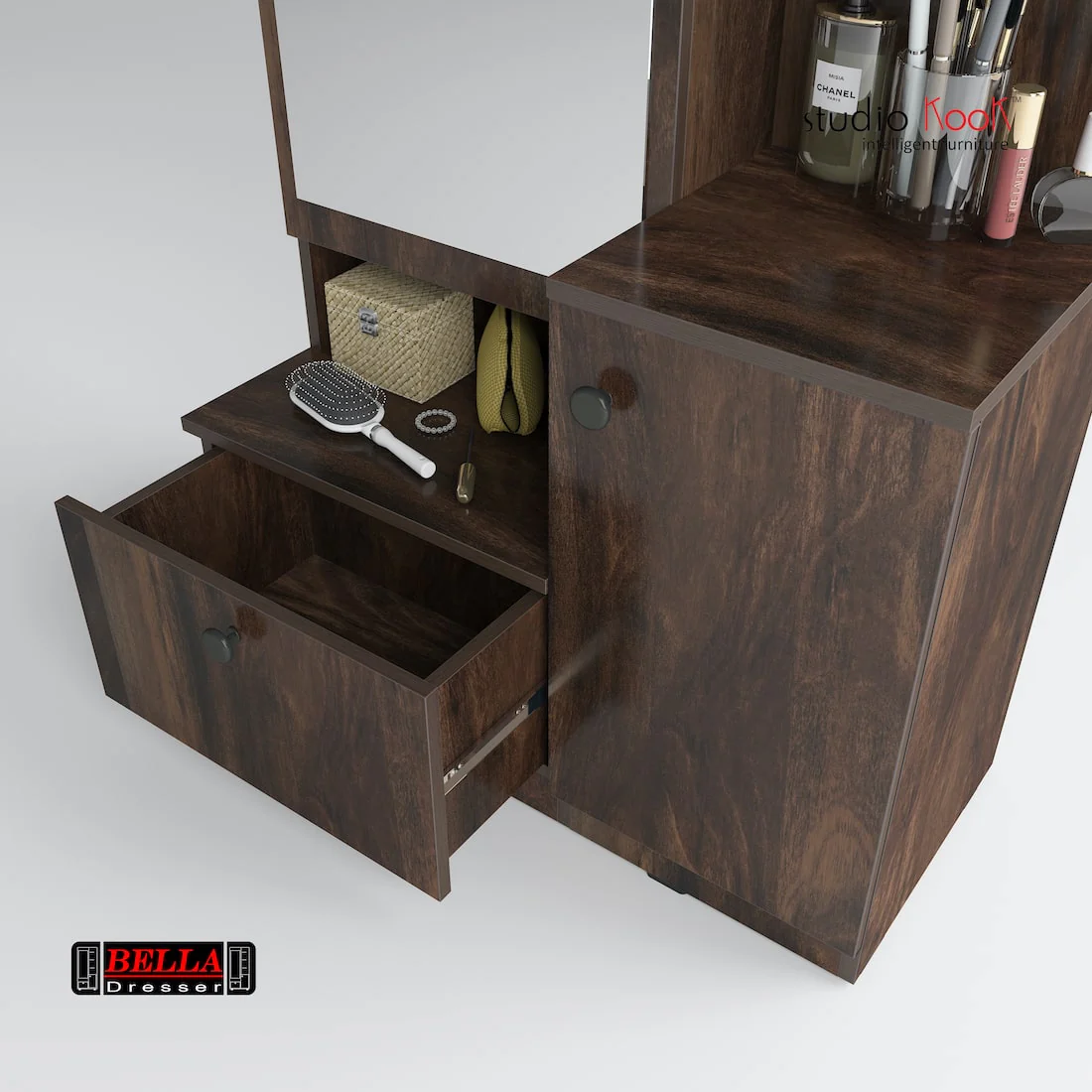 Bella Dresser Unit / Dressing Table with Mirror - Image 7