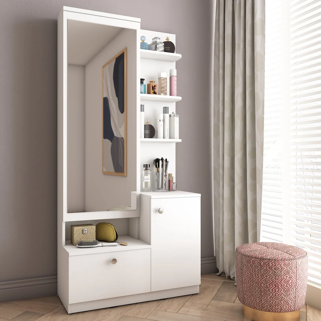 Bella Dresser Unit / Dressing Table with Mirror - Image 9