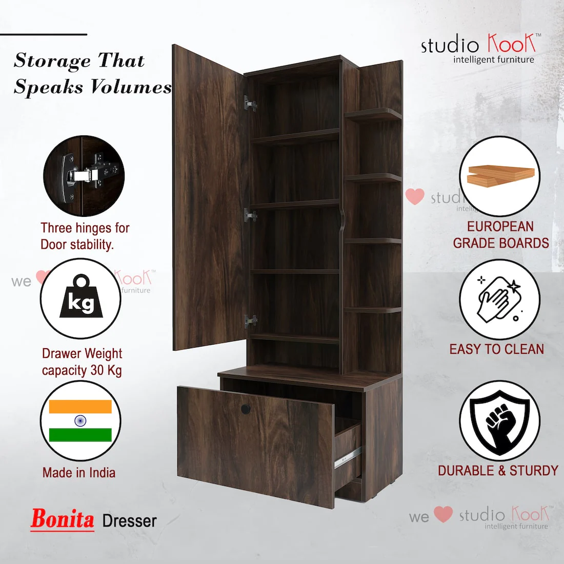 Bonita Dresser Unit / Dressing Table with Mirror - Image 9
