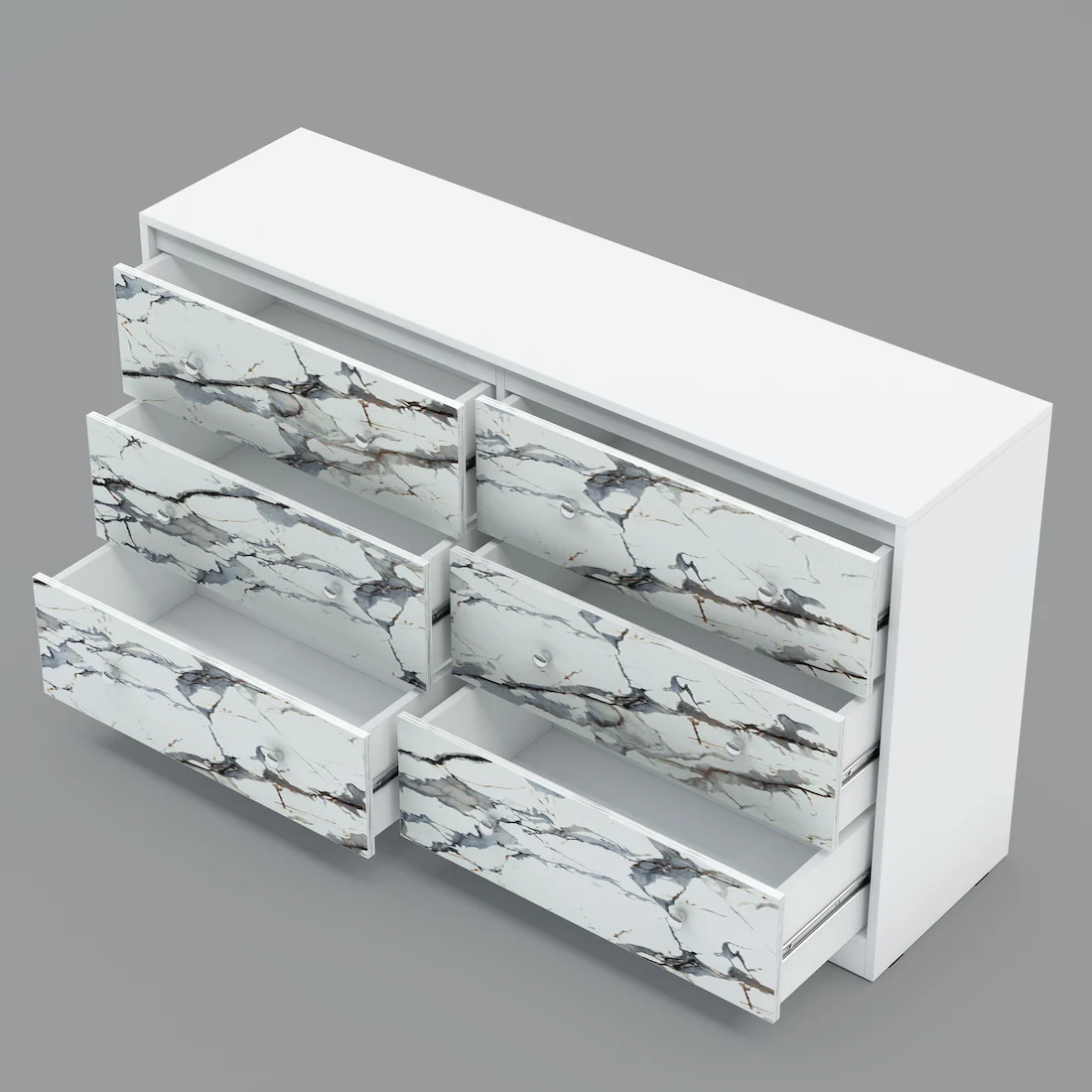Liva Chest of Drawers (Marble finish Laminate & Moonshine White) - Image 6