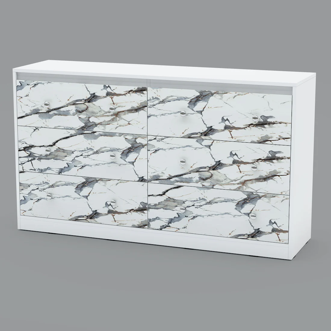Liva Chest of Drawers (Marble finish Laminate & Moonshine White) - Image 7