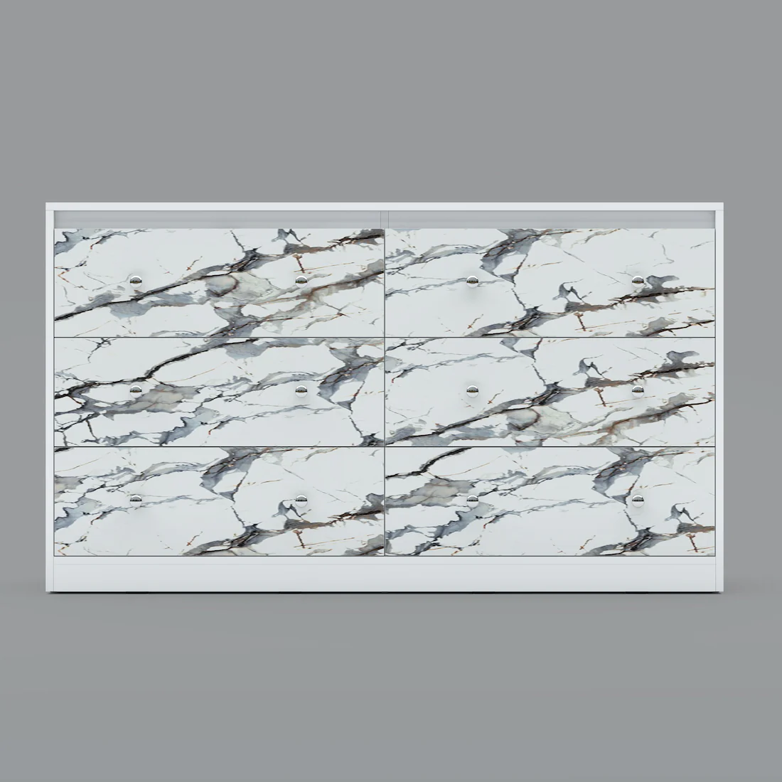 Liva Chest of Drawers (Marble finish Laminate & Moonshine White) - Image 8