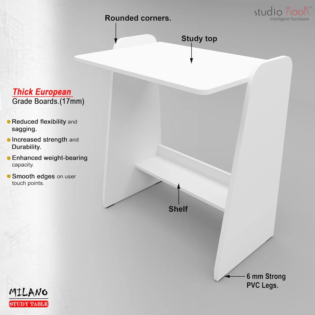 Milano Study Table (DIY ASSEMBLY) - Image 3