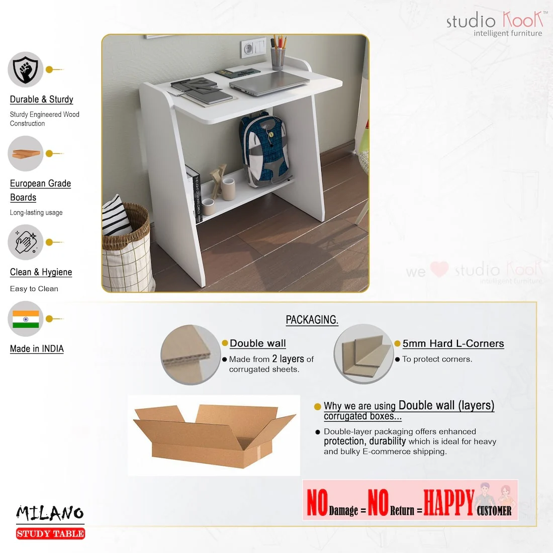Milano Study Table (DIY ASSEMBLY) - Image 5