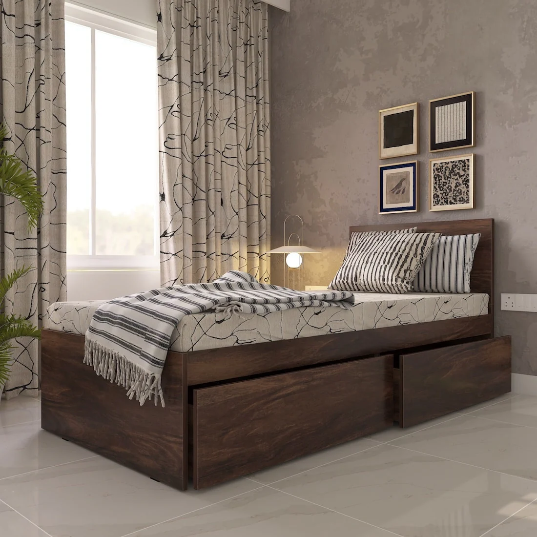 Tribe Right Single Bed with Headboard and 2 Drawers on Right - Image 7