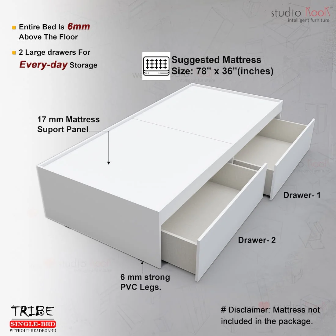 Tribe Single Bed (Without Headboard) - Image 11