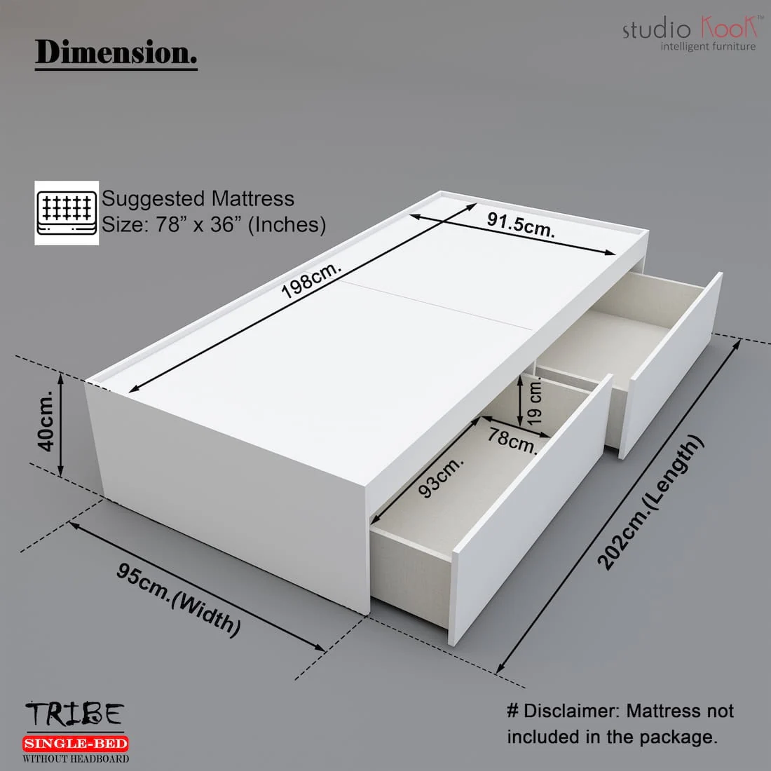 Tribe Single Bed (Without Headboard) - Image 13