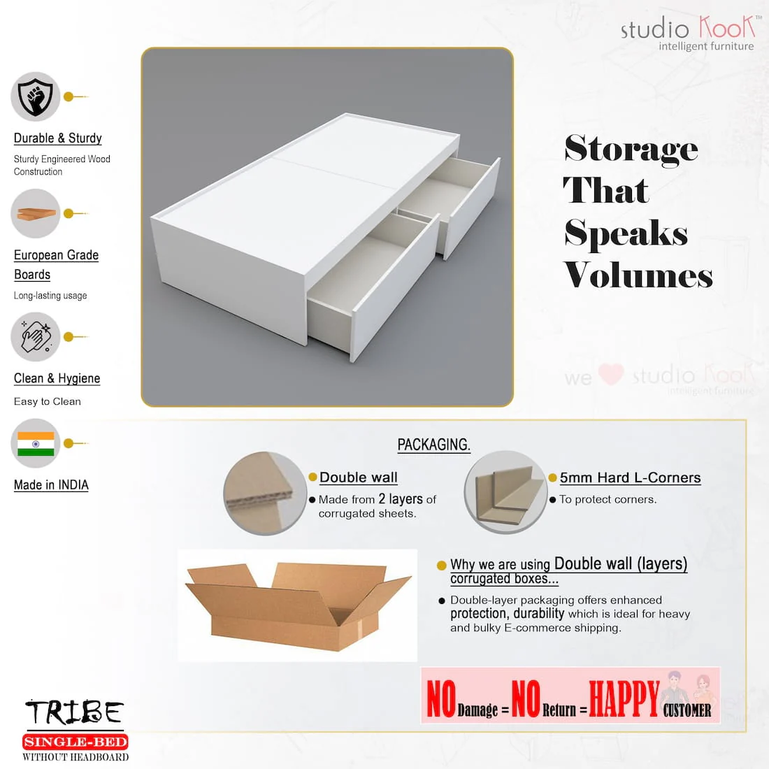 Tribe Single Bed (Without Headboard) - Image 14