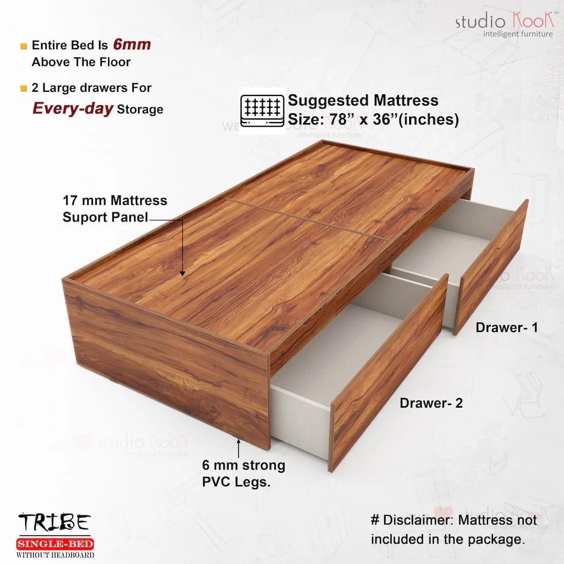 Tribe Single Bed (Without Headboard) - Image 17