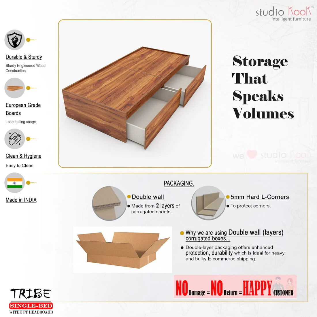 Tribe Single Bed (Without Headboard) - Image 21