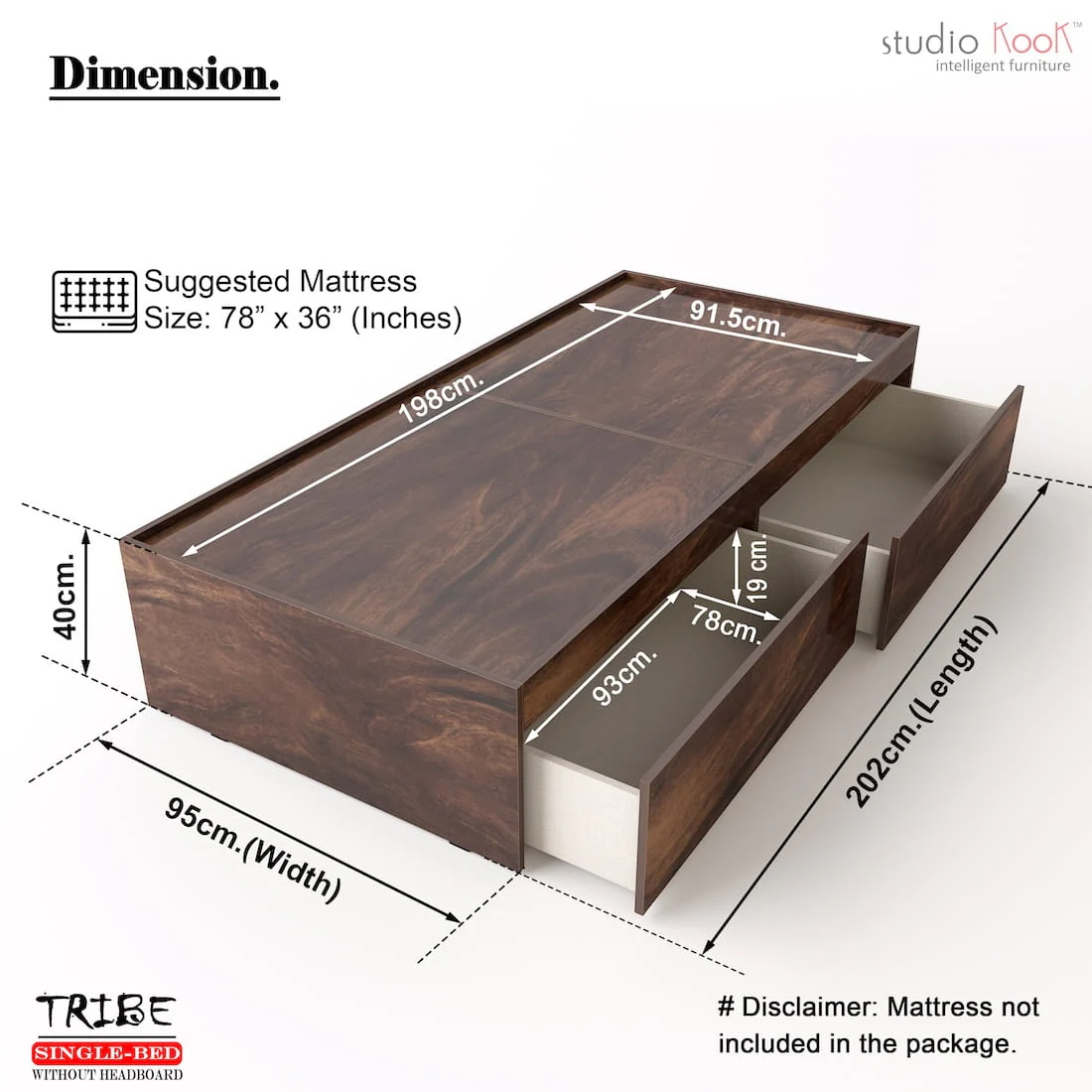 Tribe Single Bed (Without Headboard) - Image 4