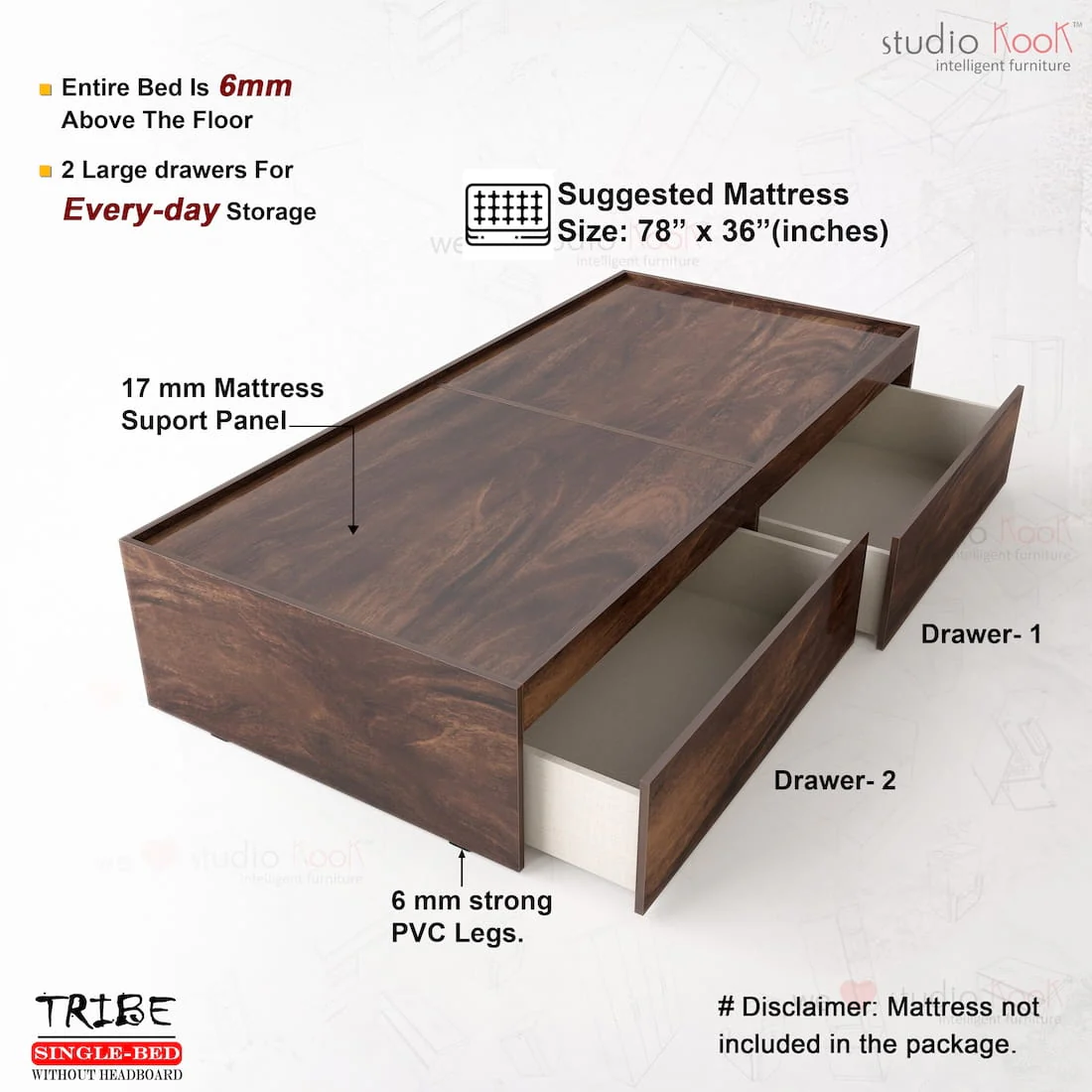 Tribe Single Bed (Without Headboard) - Image 6