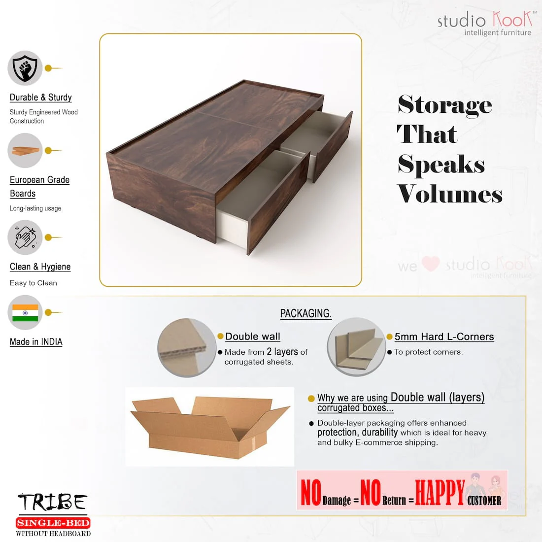 Tribe Single Bed (Without Headboard) - Image 7